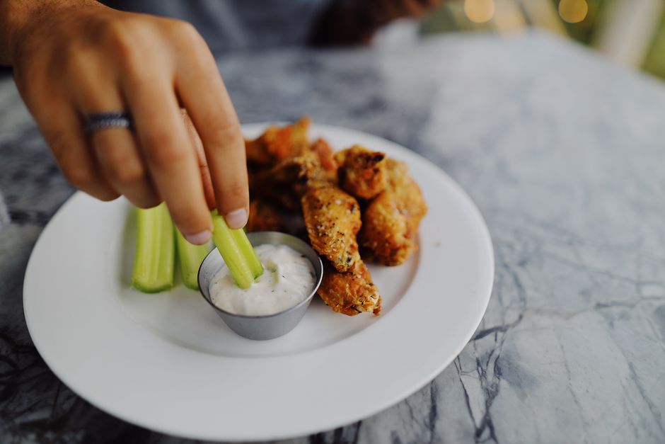 Plated air fryer chicken wing crispy