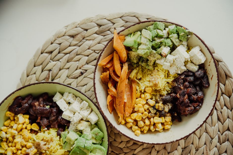 Ingredients for vegetarian burrito bowl recipe
