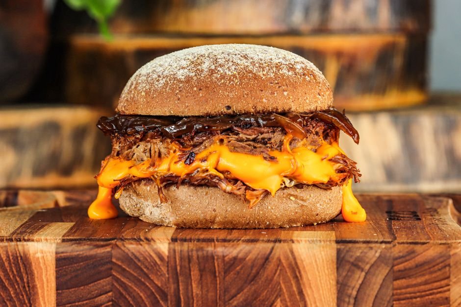 Plated slow cooker pulled beef