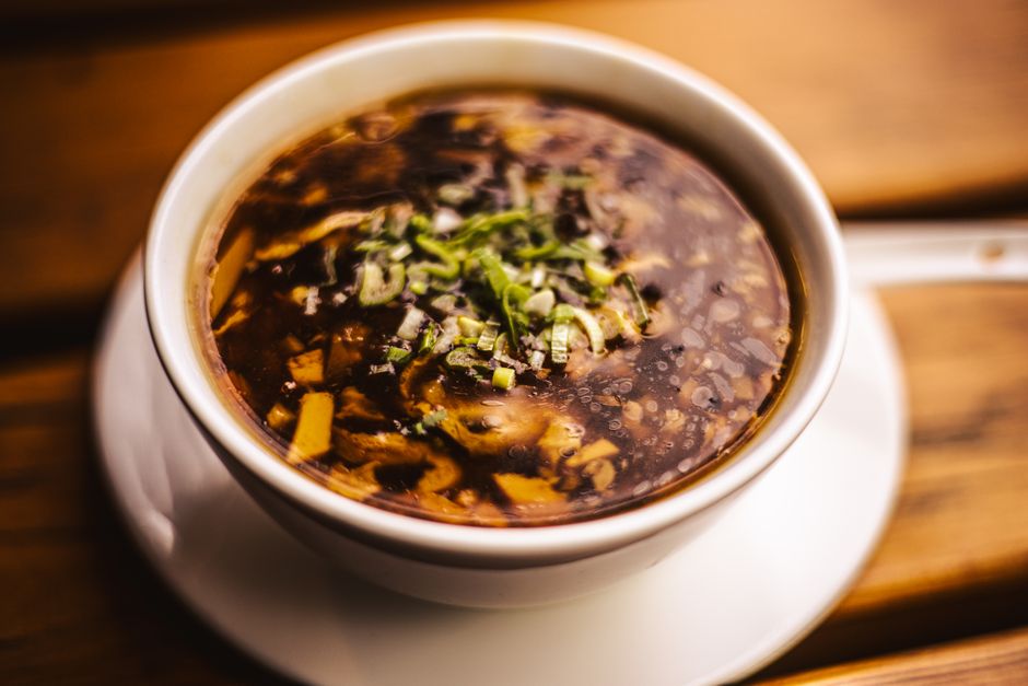 Plated crockpot chicken tortilla soup
