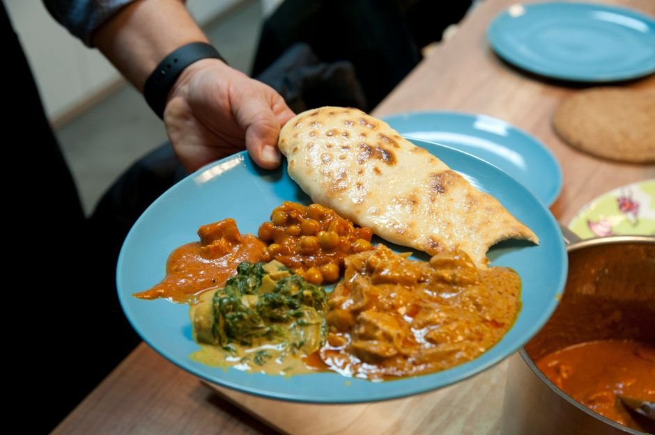 Plated vegan curry chickpea recipe