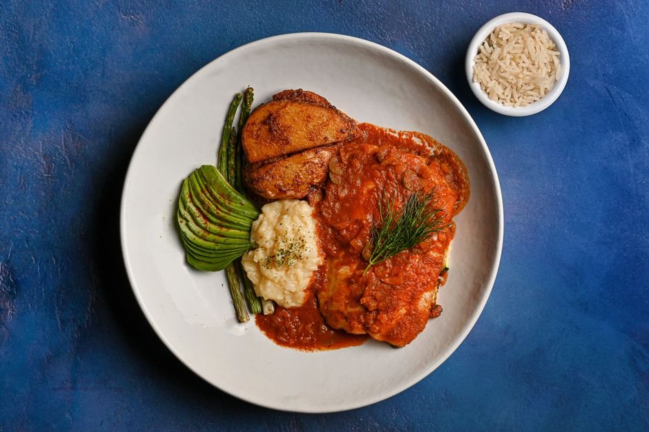 Plated easy stuffed chicken breast