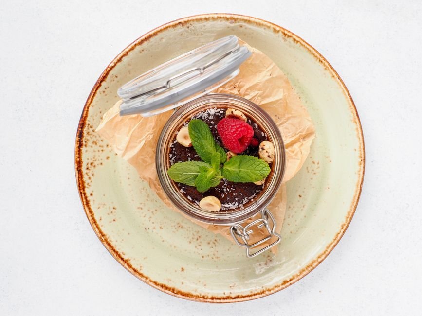 Plated keto chocolate mousse