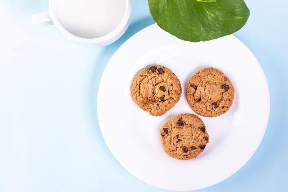 Plated keto chocolate chip cookie
