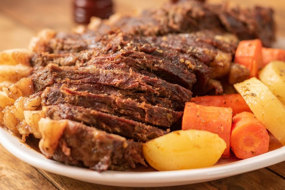 Plated crockpot beef roast recipe