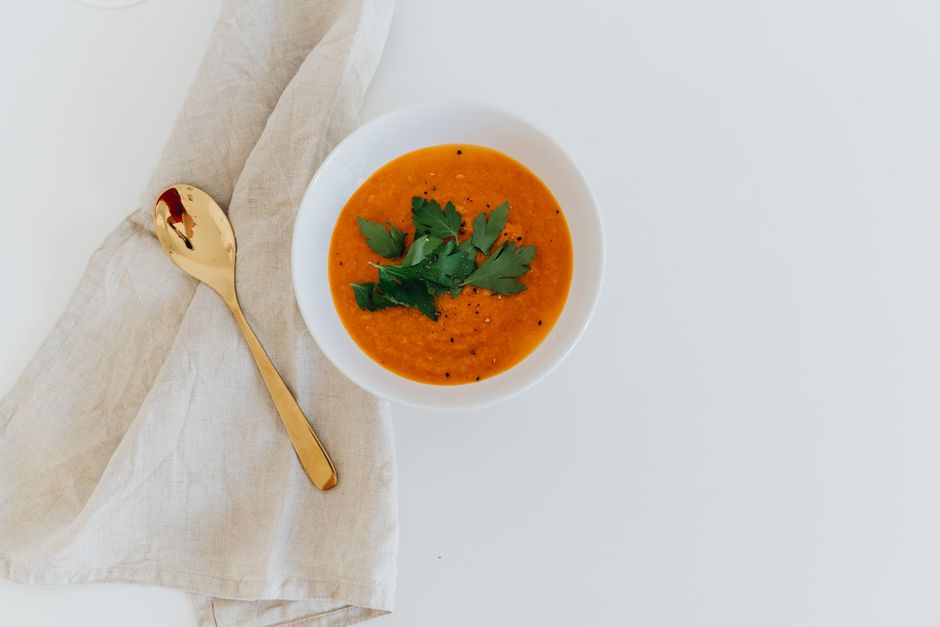 Plated low calorie soup recipe