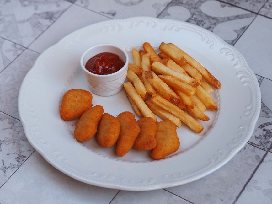 Plated air fryer chicken nugget homemade