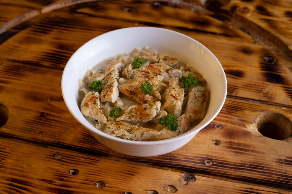 Plated crockpot creamy chicken recipe