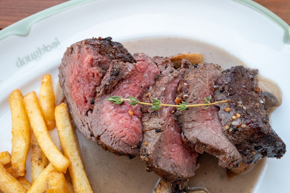 Plated sheet pan steak and potato