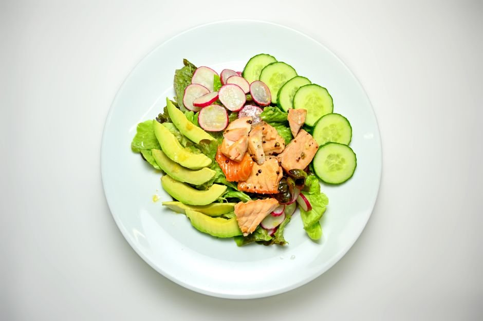 Ingredients for quick salmon salad