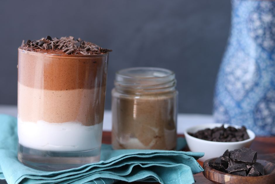 Plated keto chocolate avocado mousse