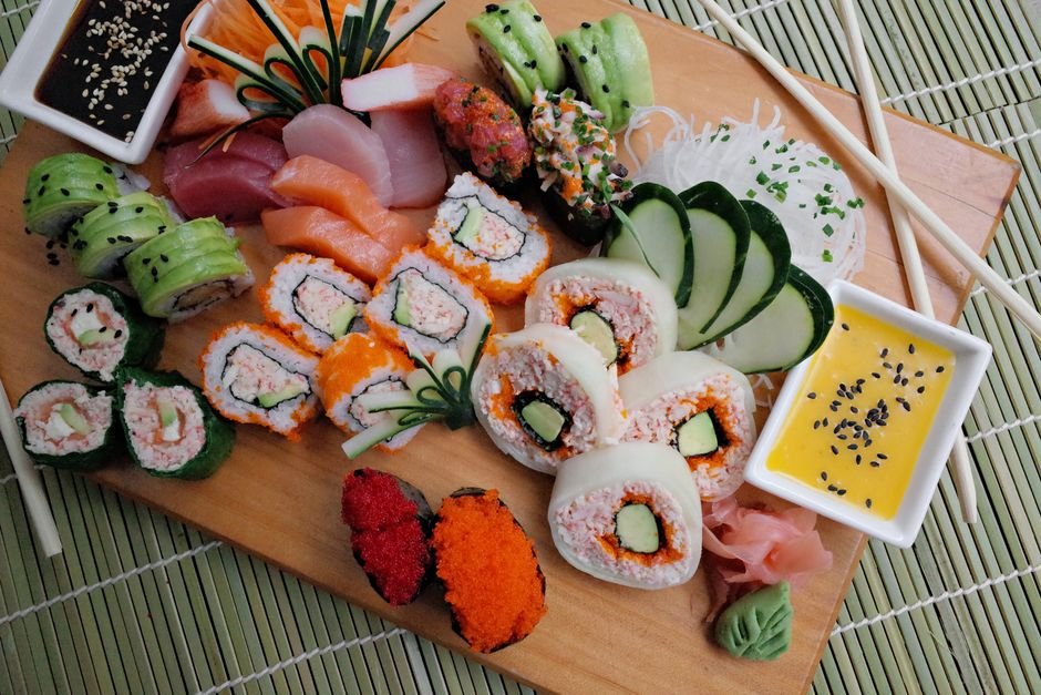 Ingredients for honey garlic salmon bowl
