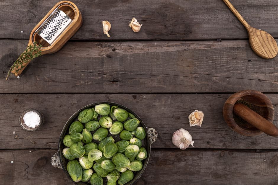 Plated air fryer brussel sprout
