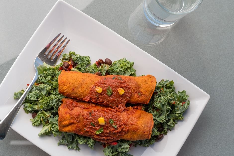 Plated vegetarian enchilada healthy