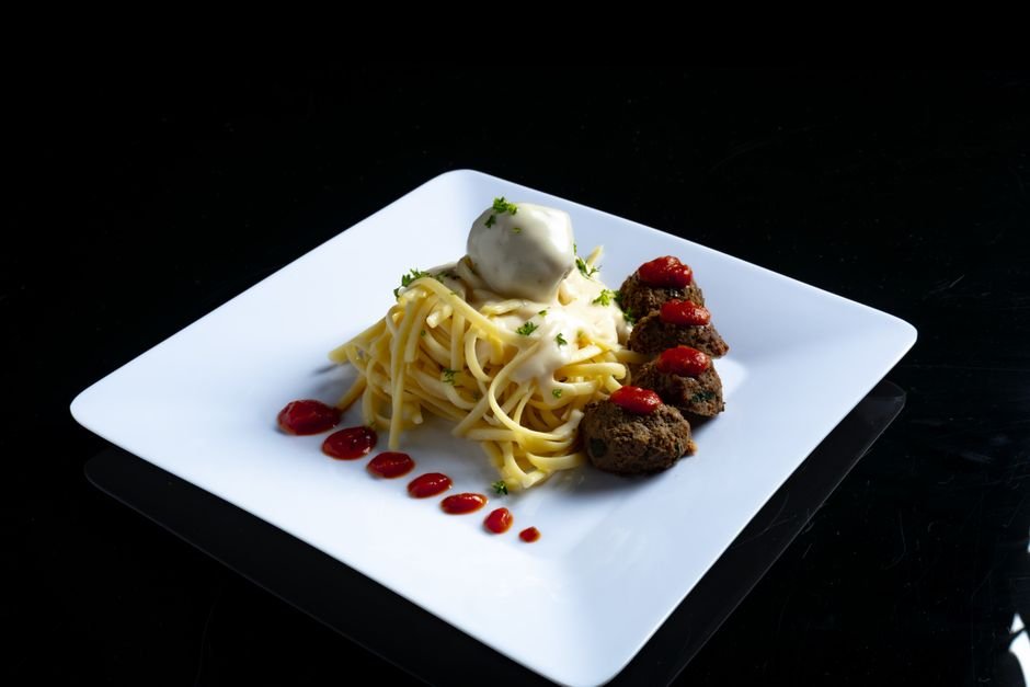 Plated air fryer meatball recipe