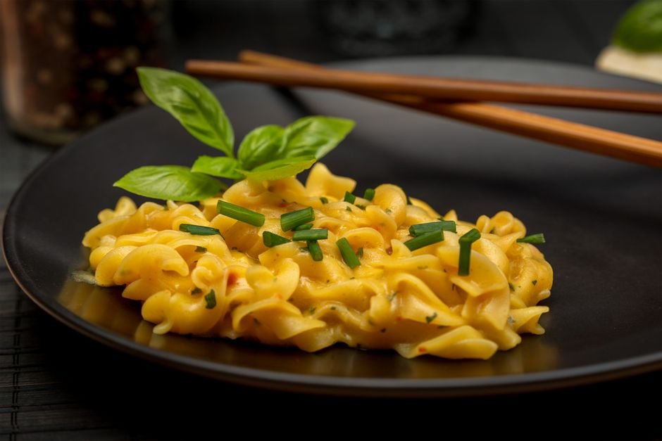 Plated instant pot mac and cheese