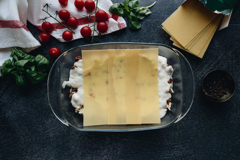 Ingredients for easy lasagna recipe homemade