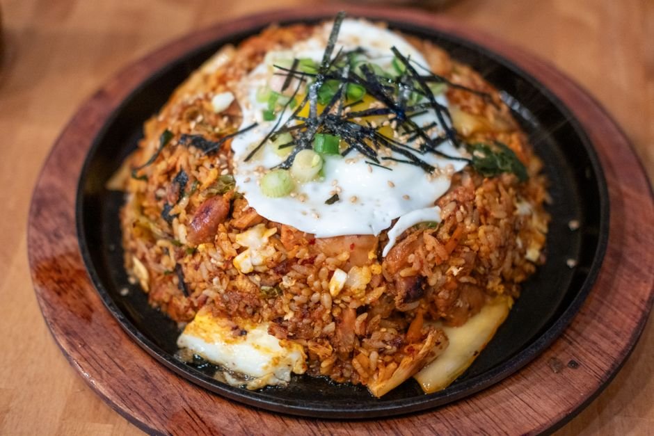 Plated quick egg fried rice