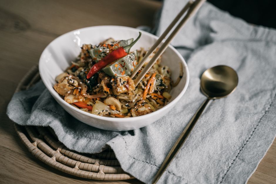Plated vegan dinner recipe quick