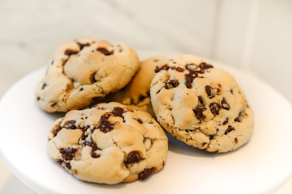 Plated gluten free chocolate chip cookie recipe