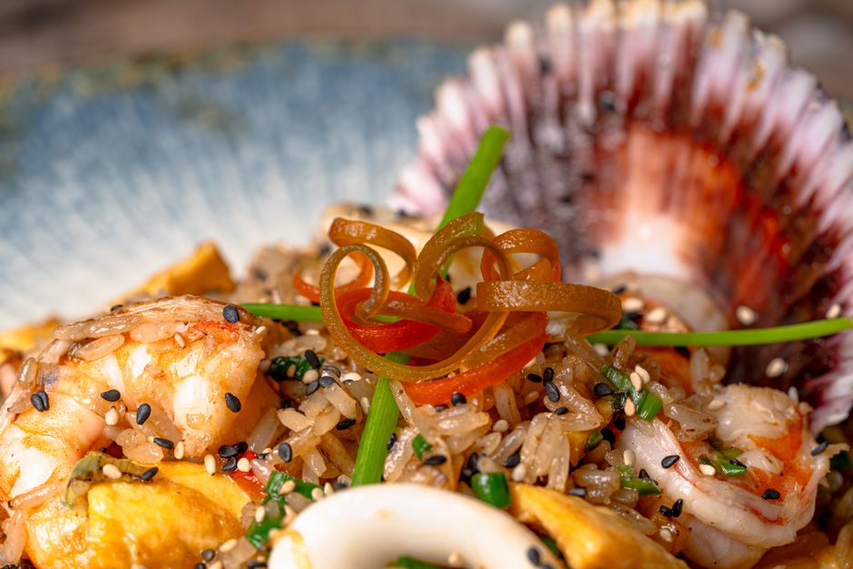 Plated honey garlic shrimp recipe