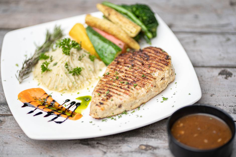 Plated easy baked chicken breast