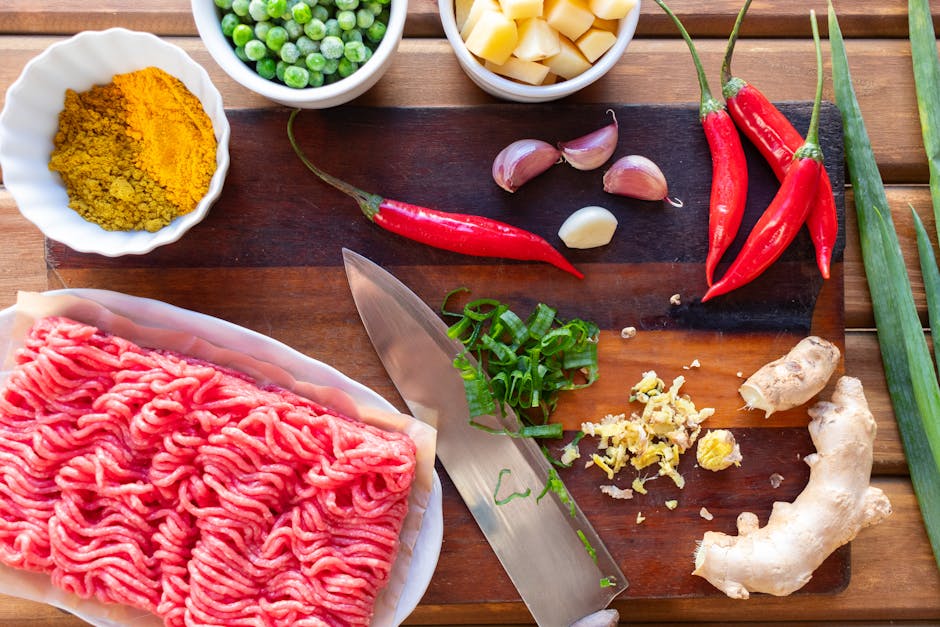 Ingredients for easy ground beef recipe for dinner