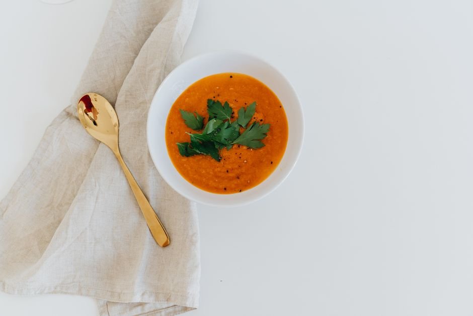 Plated instant pot vegetable soup
