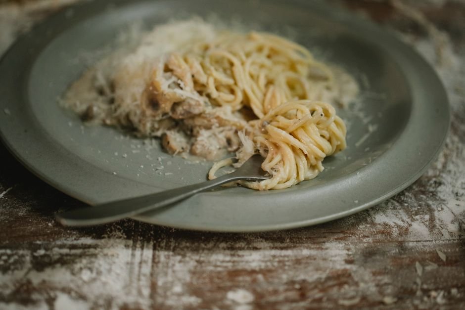 Plated vegetarian mushroom stroganoff