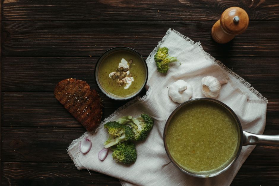 Ingredients for easy broccoli cheddar soup