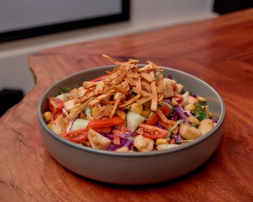 Plated vegetarian taco salad