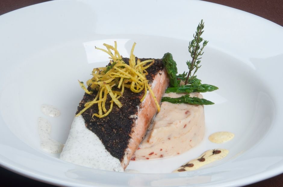 Plated easy salmon cake recipe