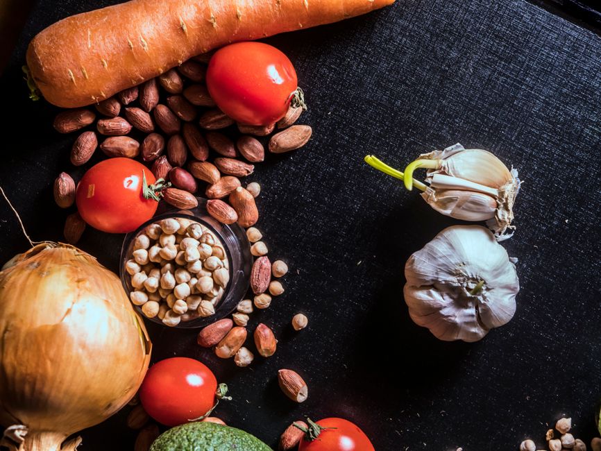 Ingredients for vegetarian slow cooker meal