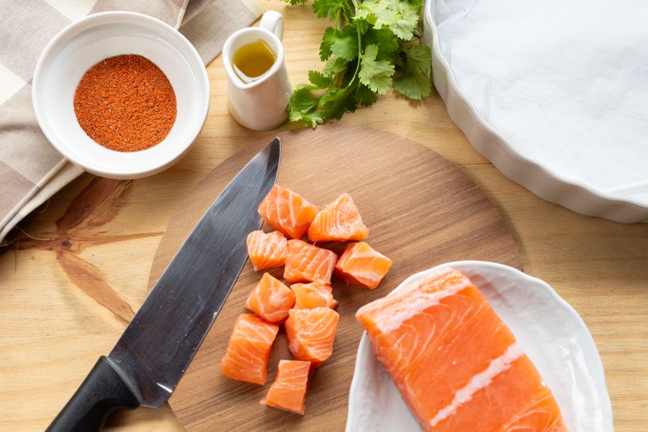 Ingredients for easy salmon salad recipe