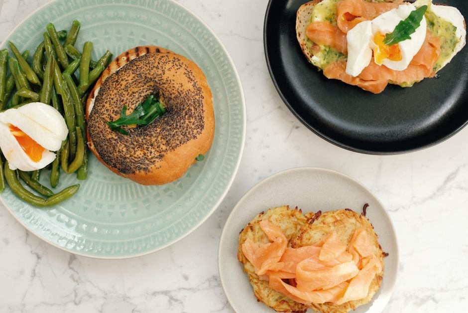 Plated keto fathead bagel