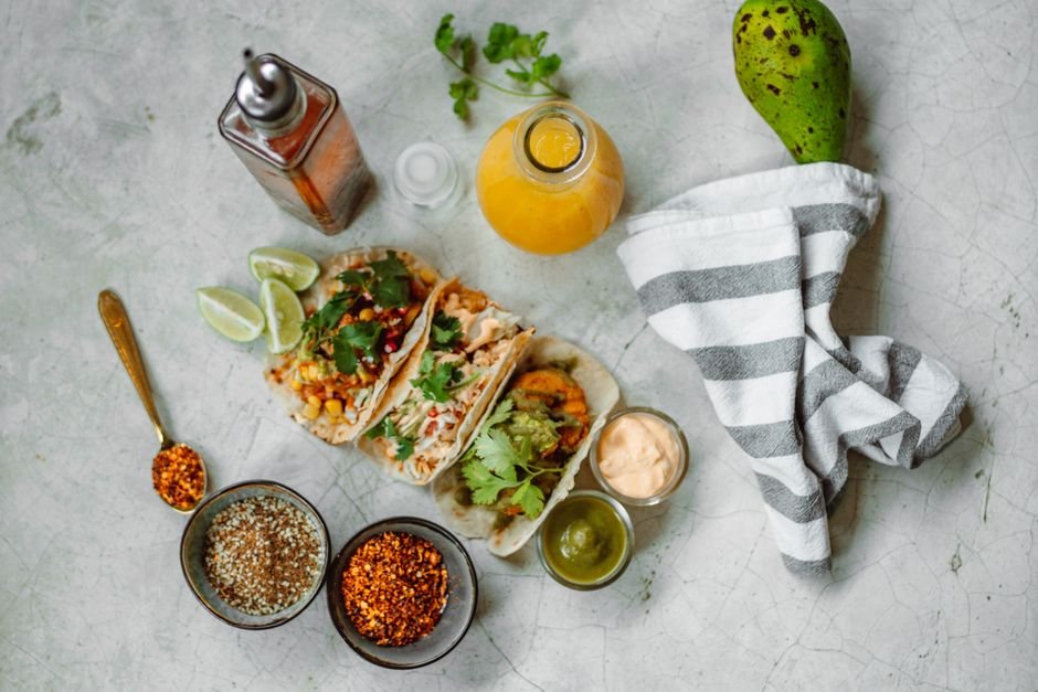 Ingredients for honey garlic shrimp taco