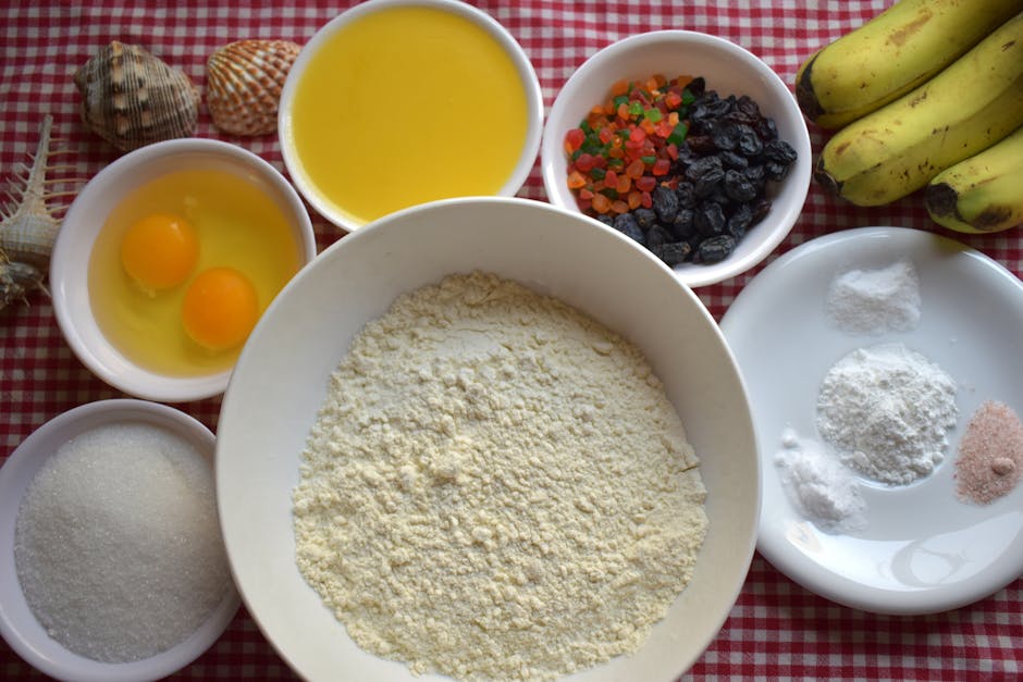Ingredients for easy banana bread recipe