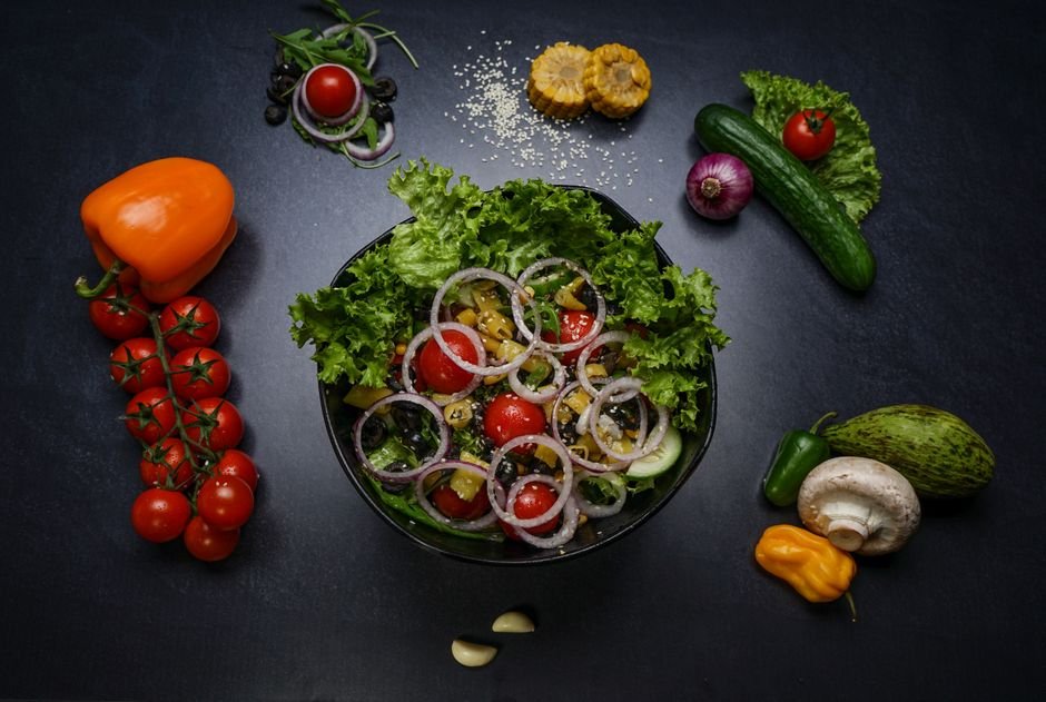 Ingredients for vegetarian taco salad