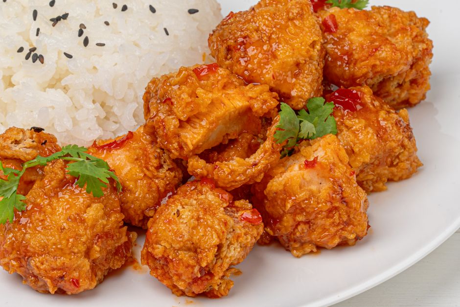 Plated air fryer tofu recipe