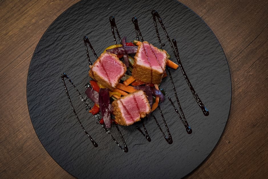 Plated high protein tuna recipe